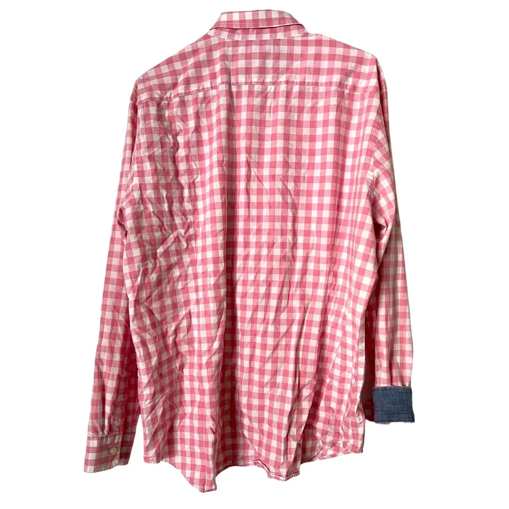 Banana Republic Pink and White Gingham Soft Wash Tailored Slim‎ Fit Shirt